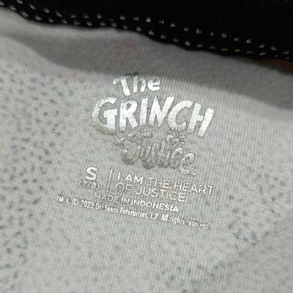 JUSTICE Girls Grinch Graphic Velour Sweatshirt, Super Soft Boxy, Christmas 7/8 S